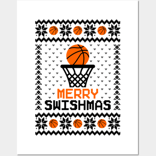 Merry Swishmas Basketball Ugly Sweater Posters and Art